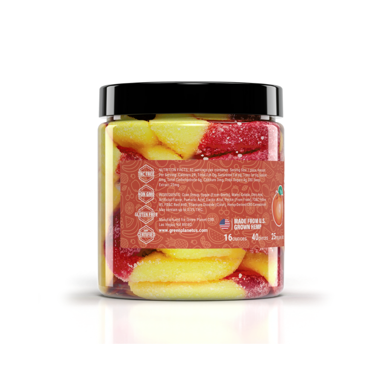 Peach Gummy Rings 1000Mg CBD ingredients - Green Planet
