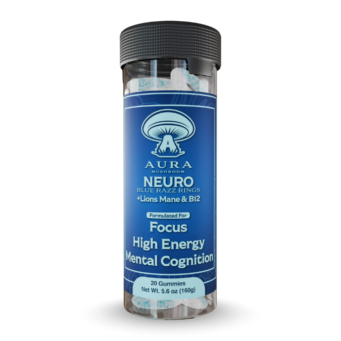 NEURO BlueRazz Rings - Lions Mane & B12 | Aura Mushroom
