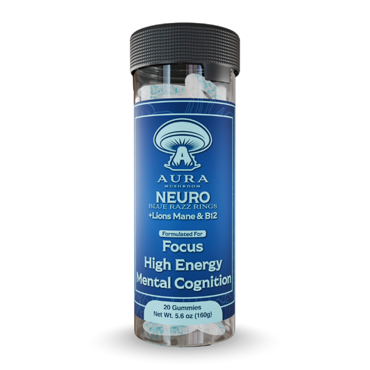 NEURO BlueRazz Rings - Lions Mane & B12 | Aura Mushroom