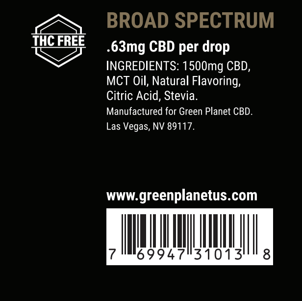 Broad Spectrum Tincture 750/1500Mg CBD Coffee Vanilla Flavor 30ml