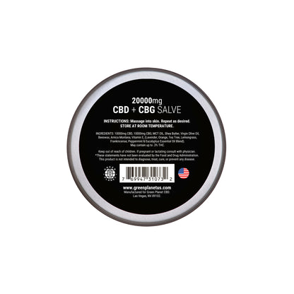 CBD + CBG 20,000MG 50/50 Mix Pain Relief Salve 8oz.